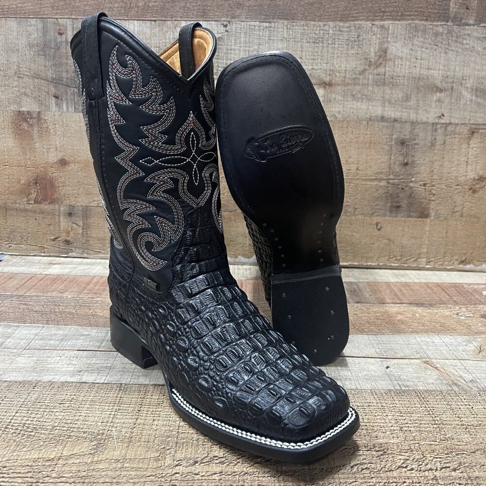 Men’s Western Rodeo Cowboy Crocodile Loin Print Leather Boots Bota lomo coco 720